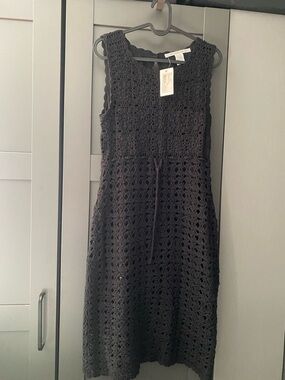 Diane Von Furstenberg Black Crochet Midi Dress